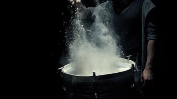 Game on a dusty drum close up. slow motion — Stock Video