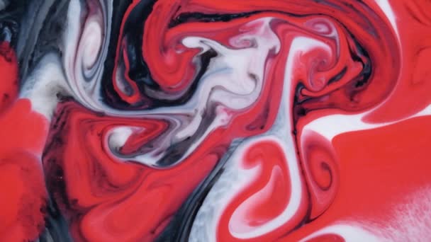 Pintura mixta roja y blanca abstracta — Vídeo de stock