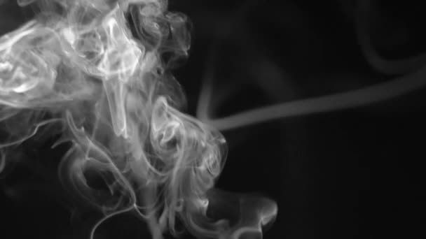 Humo blanco sobre fondo negro, fondo de humo, humo abstracto sobre fondo negro — Vídeo de stock