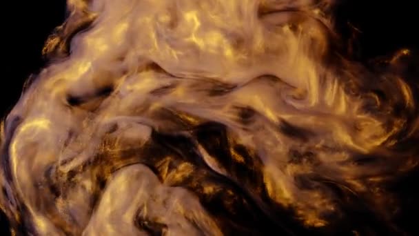 Inchiostro versato in acqua, giallo e nero. Inchiostri in acqua.Colorata animazione astratta esplosione di fumo . — Video Stock