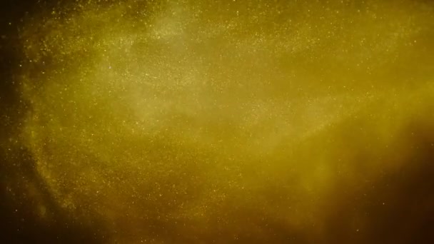 Goldener Sand oder Staub schaffen abstrakte Wolkenformationen. Kunstgeschichte. — Stockvideo