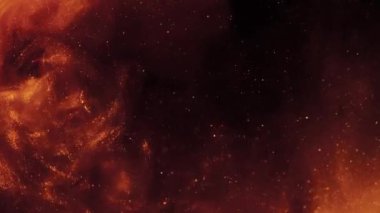 Kırmızı parlayan soyut düşen parçacıkların, ağır çekim, siyah arka plan üzerine