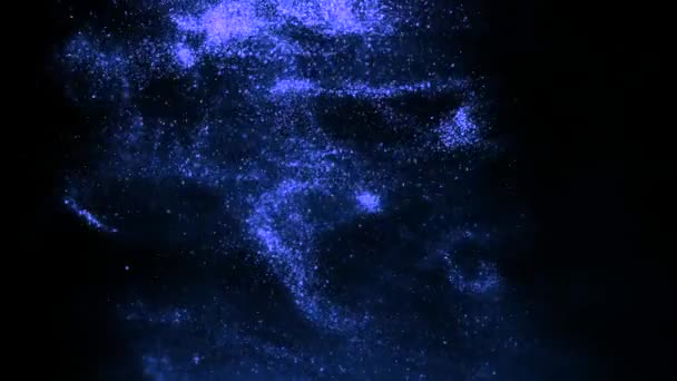 Blue shiny paint on a black background. beautiful swirl. — Stock Video