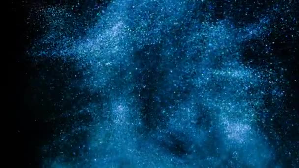 Glitter blu su sfondo nero . — Video Stock