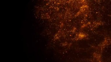 Altın kum veya toz siyah arka plan üzerinde güneş şeklinde soyut oluşumlar oluştururken. Sanat arka planlar.