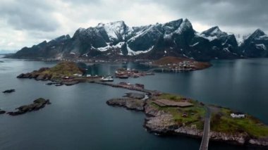 Norveç 'te Lofoten Adalar hava görünümü, popüler turist hedef. Hava