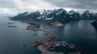 Norveç 'te Lofoten Adalar hava görünümü, popüler turist hedef. Hava
