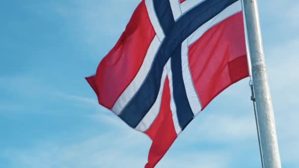 Norway flag Nature Norway. slow motion — Stock Video