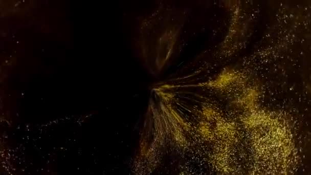 Abstrakt rörelse bakgrund lysande guldpartiklar. Skimrande glittrande partiklar — Stockvideo