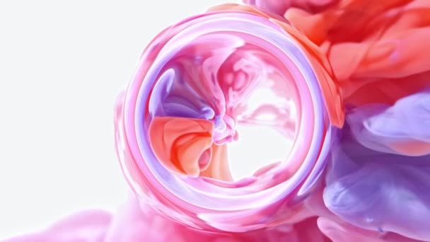 Tintenwasser wirbelt. Ursprung des Universums. Bewegung des blauvioletten Kreises. — Stockvideo