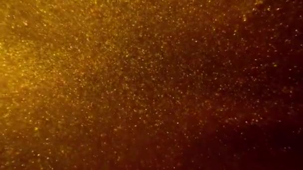Αφηρημένη κίνηση φόντο λάμπει σωματίδια χρυσού. Λαμπερά λαμπερά σωματίδια — Αρχείο Βίντεο