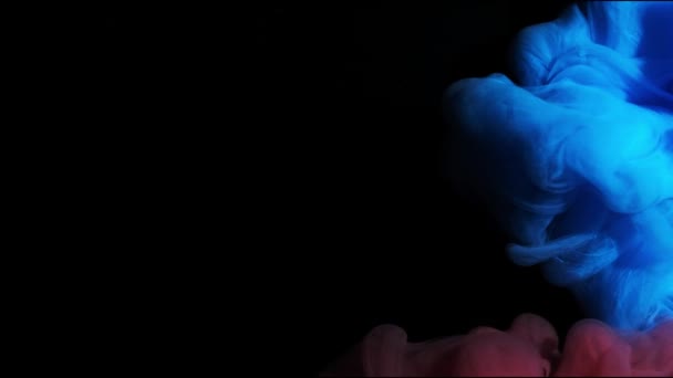 青と赤のインクが水を混ぜます。背景をかすめる。赤青の抽象 — ストック動画