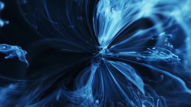 블루 컬러 잉크와 페인트 리퀴드 반응. 추상적 배경 — 비디오