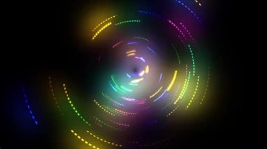 Soyut ışık halkası arkaplanı. Etrafta bir ışık halkası var. Kıvılcım parçacığı. LED renk elipsi. Parlak disk.