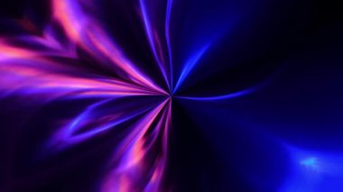 Mavi ve pembe parlak kıvrımlı dalgalı çizgiler soyut siyah arkaplan.