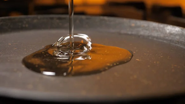Olive oil in a frying pan