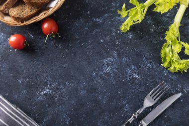 Gıda maddeleri ile yer kopyalayın. Üstten Görünüm