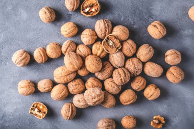 Ceviz arkaplan. Üst görünüm