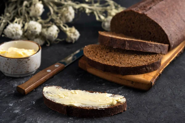 Slice Bread Butter — Stock Photo, Image