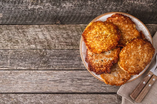 Kartoffelpuffer Rustikalen Stil Draniki Ansicht Von Oben — Stockfoto