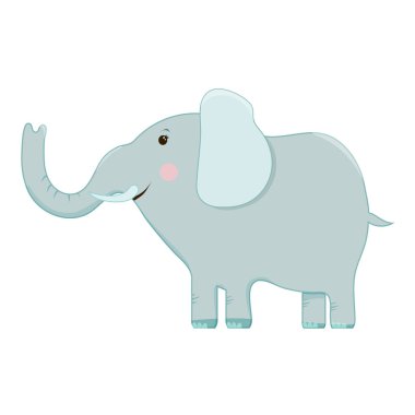 Vektör kümesini tek bir karikatür komik gri fil farklı eylemler ve duyguları üzerinde beyaz bir arka plan ile. Hayvanat Bahçesi. Vektör çizim.