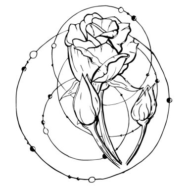 çiçek gravür tarzı