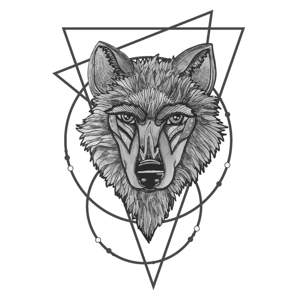 Vectorillustratie van een huilende wolf, gravure. Afdrukken voor T-shirts. — Stockvector