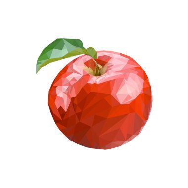 Kırmızı elma düşük poli tarzı. Logo, arka plan, Web siteleri, reklam, vb için uygun.