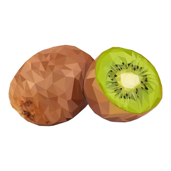 Kiwi. Ilustração vetorial de frutas exóticas em estilo poli baixo. Design de impressão —  Vetores de Stock