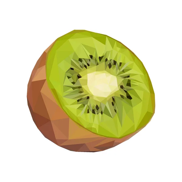 Kivi Düşük Poli Tarzı Egzotik Meyve Vektör Illustration Baskı Tasarımı — Stok Vektör