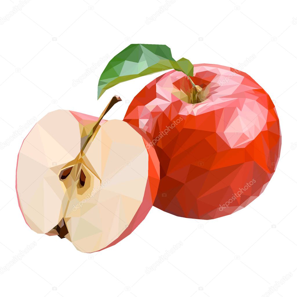 Red apple in low-poly style. Suitable for logo, background, websites, advertising, etc.