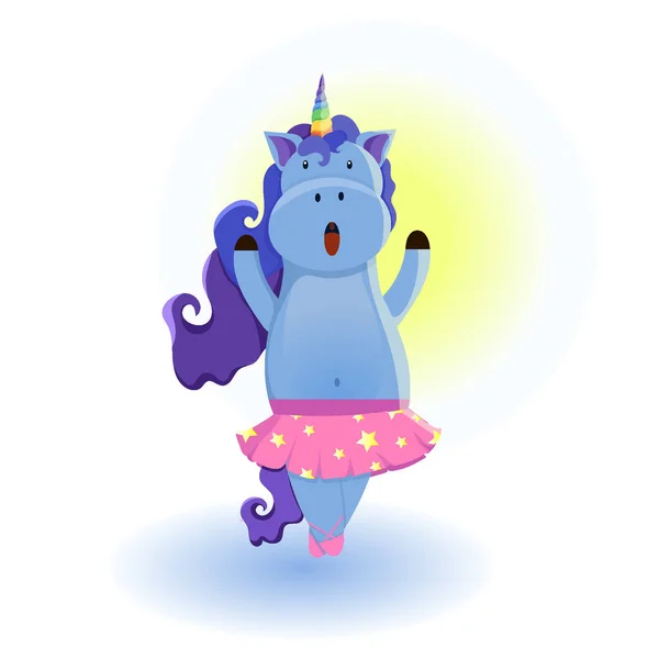 Mignonne Licorne Personnage Fille Ballerine Illustration Vectorielle Ligne Art Pour — Image vectorielle