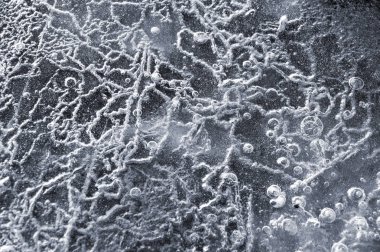 Doku soyut closeup arka plan buz oluklar, oluklar ve donma sırasında su kütlesi nde don tarafından öksürük hava kabarcıkları