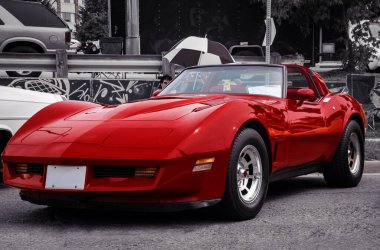 Muhteşem kırmızı coupe lüks spor araba..