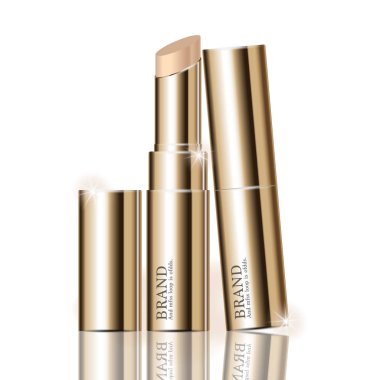 Yıllık satış ya da festival için yüz ruju nemlendirici. Gümüş ve altın rengi ruj maskeli şişe, arkaplandaki sim parçacıklarına izole edilmiş. Zarif kozmetik reklamları, illüstrasyon.