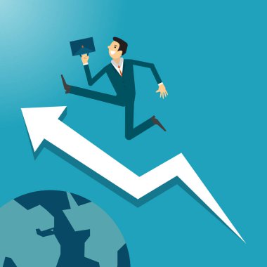 İş adamı başarıya yardım ediyor. iş konsepti çizimi.