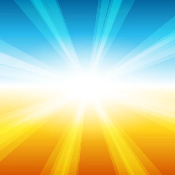 Blauwe Gele Oranje Zomer Zon Licht Burst — Stockvector