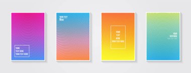 Minimum modern kapak tasarımı. Dinamik renkli gradyanlar. Gelecekteki geometrik desenler. Mavi, pembe, sarı, yeşil, turuncu, mor afiş şablonu.