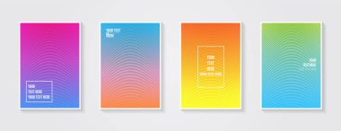 Minimum modern kapak tasarımı. Dinamik renkli gradyanlar. Gelecekteki geometrik desenler. Mavi, pembe, sarı, yeşil, turuncu, mor afiş şablonu.