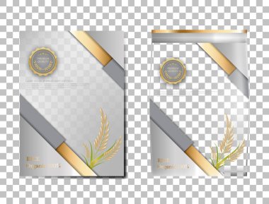 Pirinç Paketi Tayland Gıda Ürünleri, Beyaz altın bayrak ve poster tasarımı vektör pirinç.