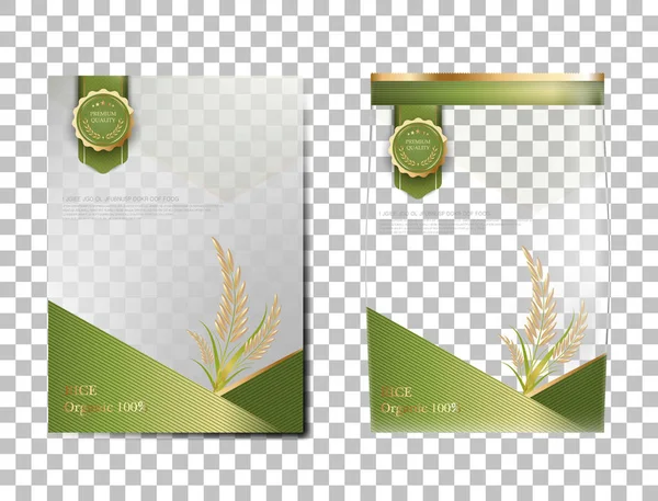 Rýže Balíček Thajsko Potraviny Produkty Zelené Zlato Banner Plakát Šablony — Stockový vektor