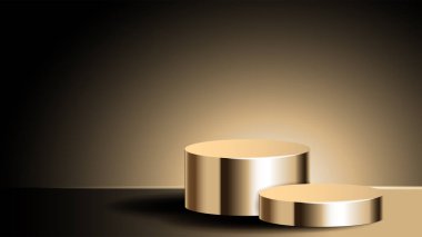 Ürün sunumu için arka planda sim parçacıkları konusunda lüks içinde yuvarlak sahne podyumu.