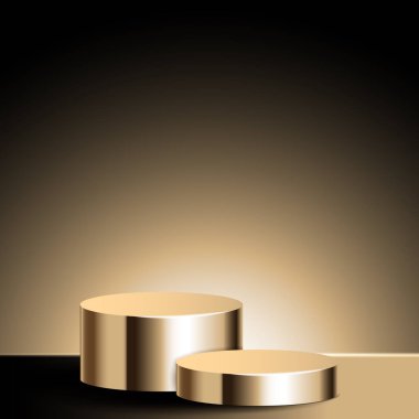 Ürün sunumu için arka planda sim parçacıkları konusunda lüks içinde yuvarlak sahne podyumu.