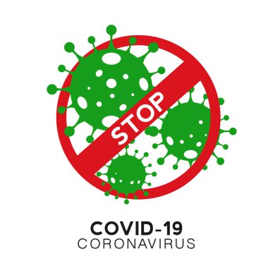 Covid-19 İşareti, Vektör İllüstrasyonunu Durdur.