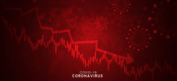 コロナウイルスの株式交換や世界経済への影響 株式とグラフは下落します 市場は急落している 経済的降下物 ベクトルデザイン — ストックベクタ