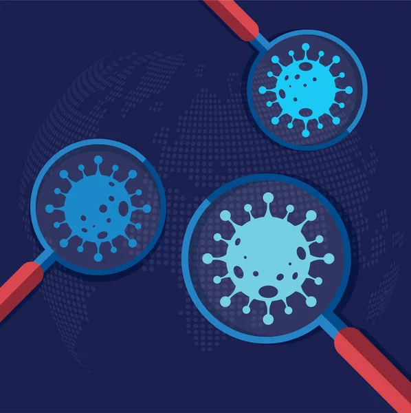 Lupa Covid Concepto Coronavirus Brote Gripe Trasfondo Concepto Riesgo Para — Archivo Imágenes Vectoriales