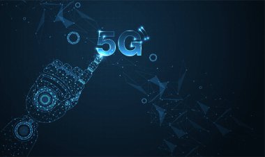 5G ağ kablosuz internet kablosuz internet bağlantısı ve modern şeylerin interneti. yüksek hız yenilik bağlantı veri oranı teknoloji vektör çizimi.