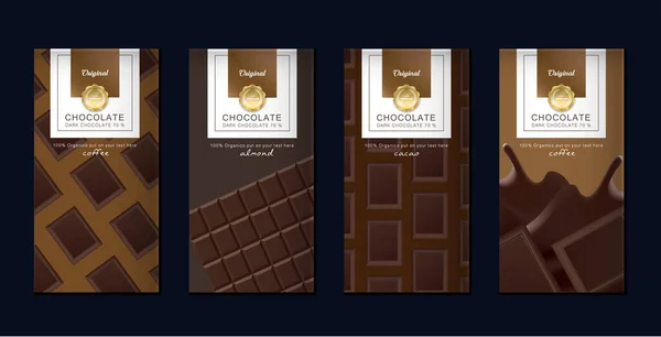 Ensemble Emballage Barres Chocolat Modèle Marque Produits Luxe Tendance Avec — Image vectorielle