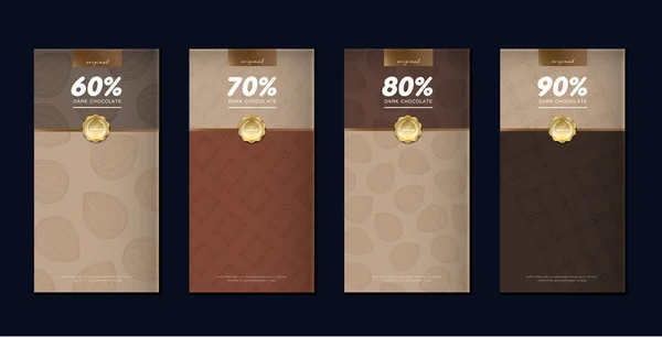 Chocolate Bar Packaging Set Trendy Luxury Product Branding Template Label — Stock Vector