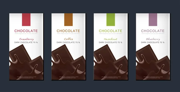 Verpakkingsset Voor Chocoladerepen Trendy Luxe Product Branding Sjabloon Met Label — Stockvector